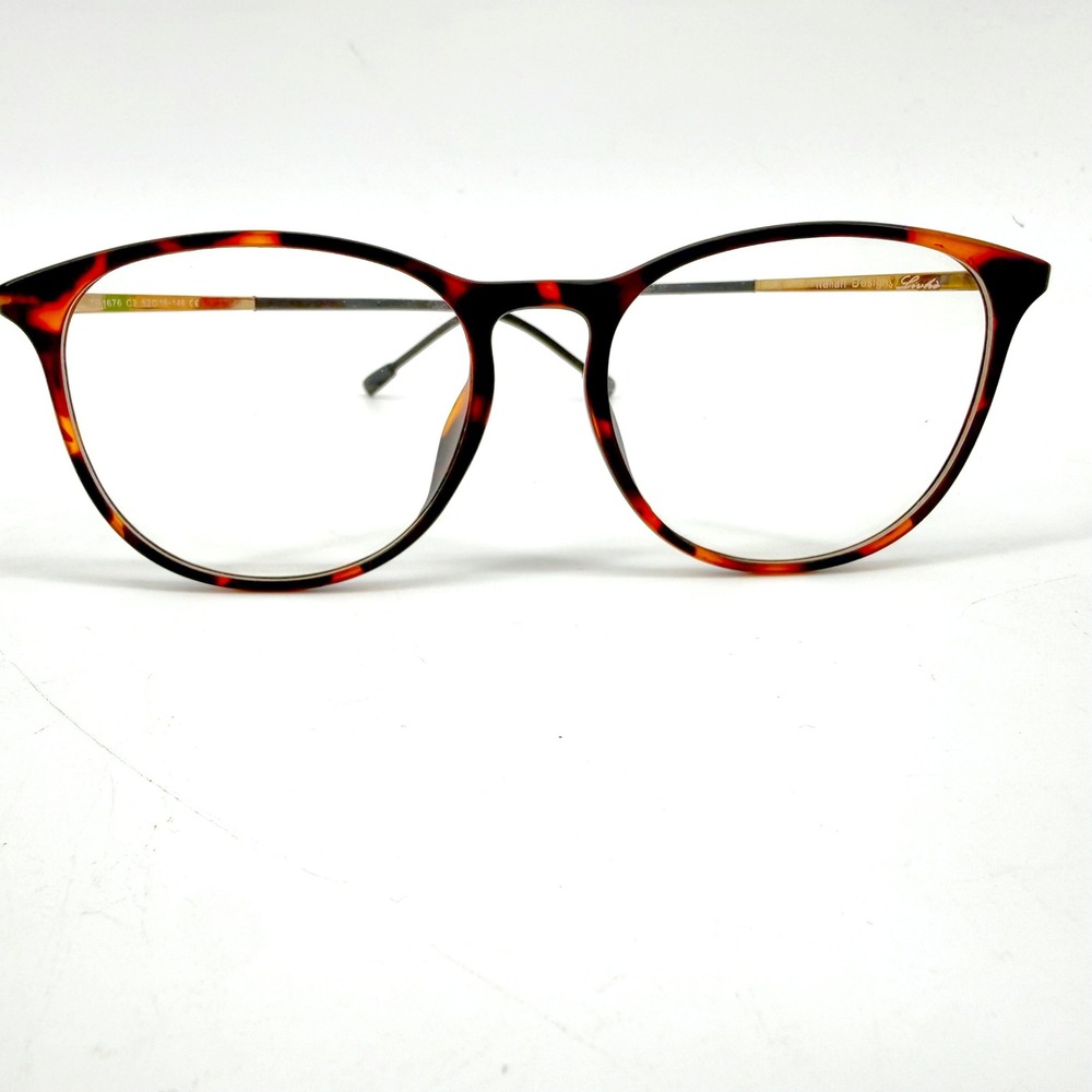 Linh's Eyeglasses TR1676 C3 Adult 52mm Brown Tortoise Round Italian Design